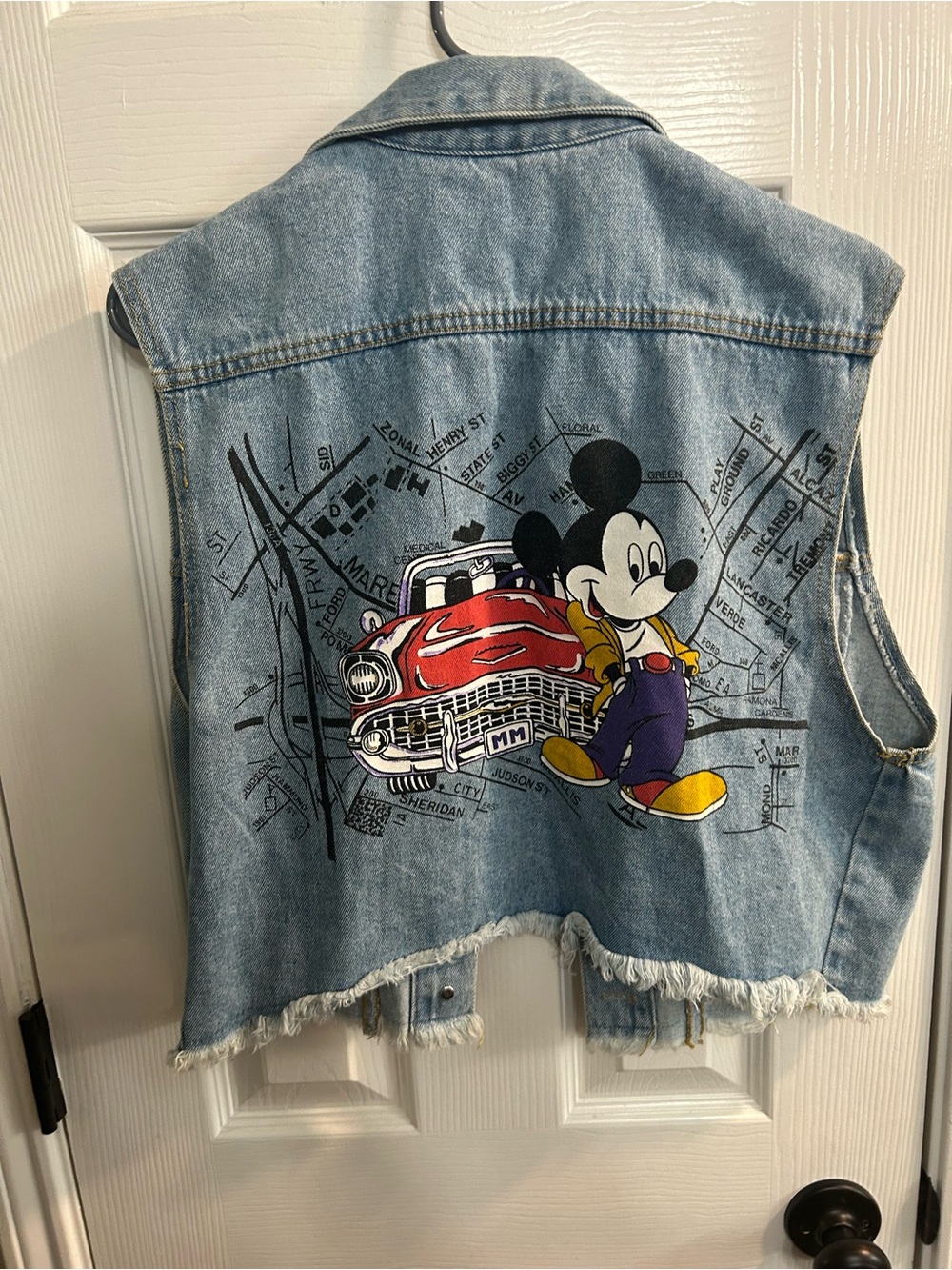 Vintage 90's Disney Mickey Mouse Jerry Leigh Blue Denim Vest Size Medium